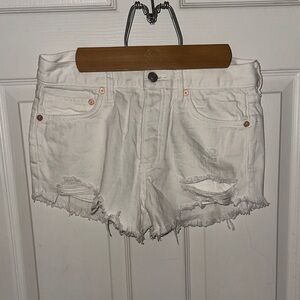 We The Free White Frayed Jean Shorts